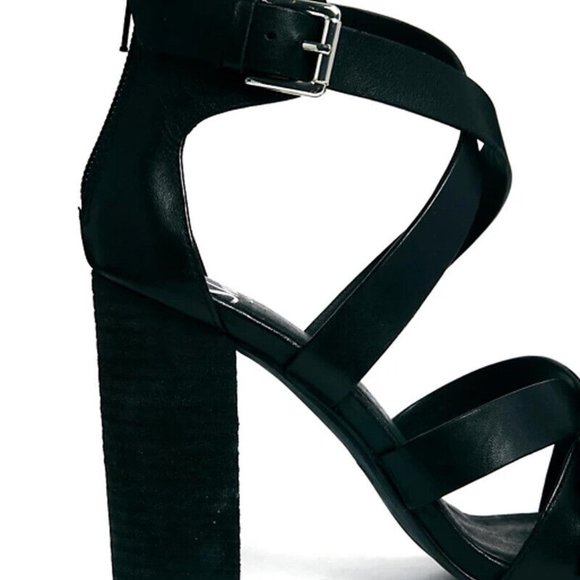 Shellys London Black Coessa Strappy Chunky Heel Sandals Size 6 NIB Open Toe - Picture 5 of 9